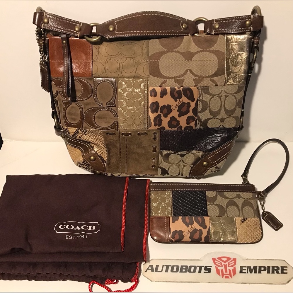 Vintage Womens Coach Leather Patches Cheetah Bag Tote Purse Canvas and Clutch lv